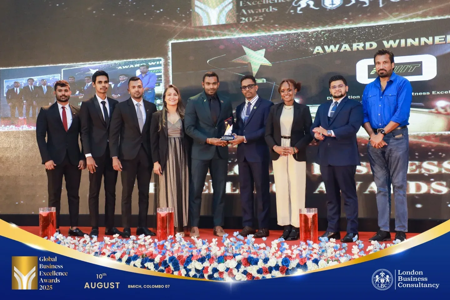 Global Business Excellence Awards recipients and representatives gathered on stage